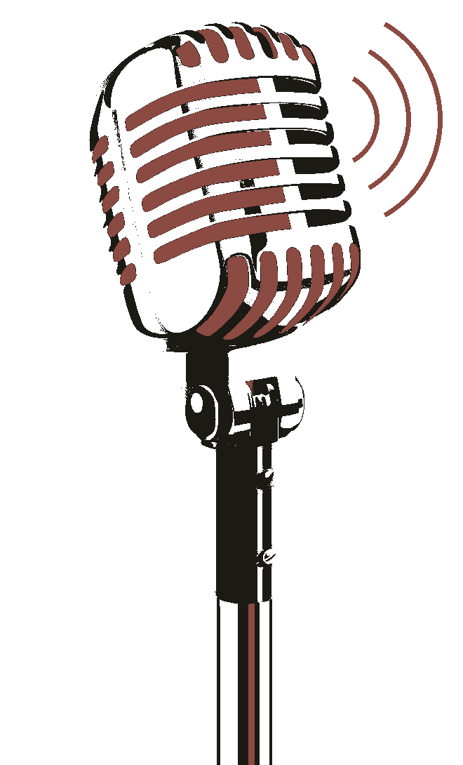 Vintage microphone illustration in the DDF style, symbol for the brand's voice